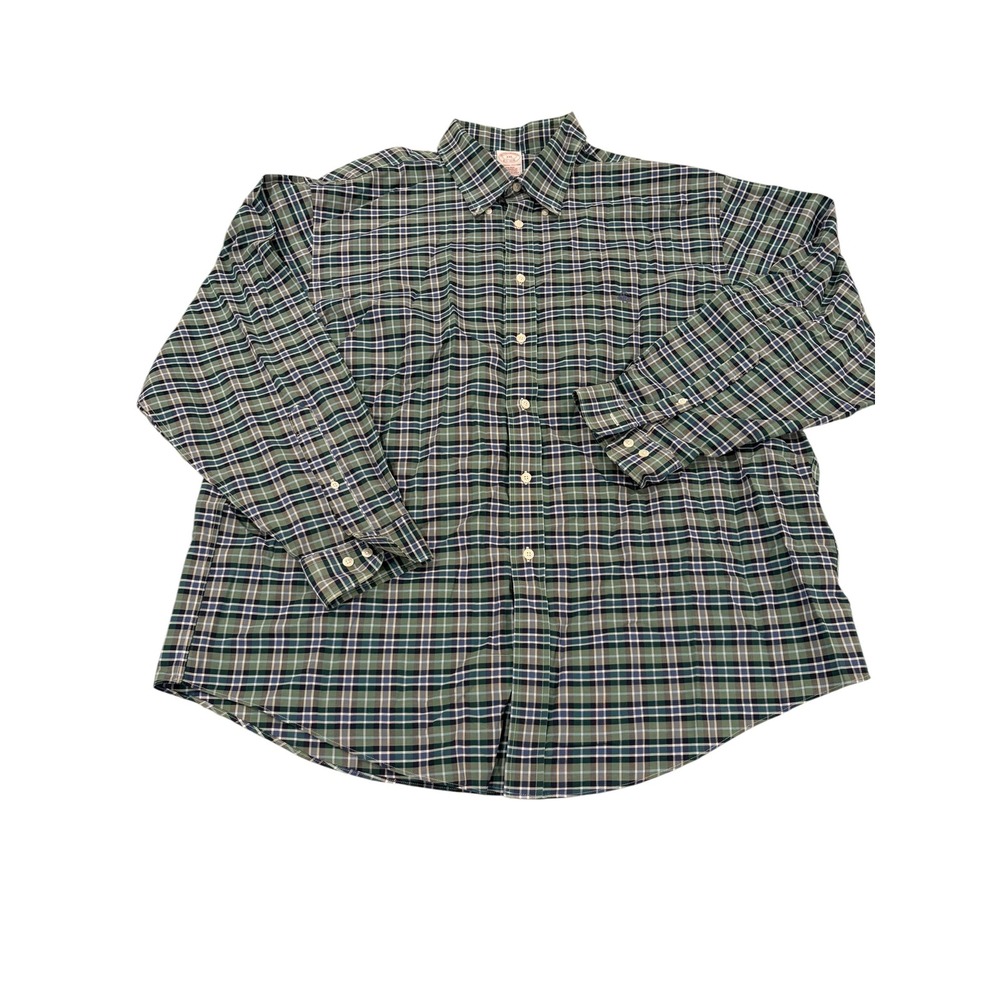 Brooks Brothers Mens XXL Non-Iron Supima Cotton Plaid Button Down Shirt Green